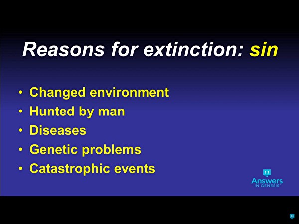 Reasons for extinction: sin